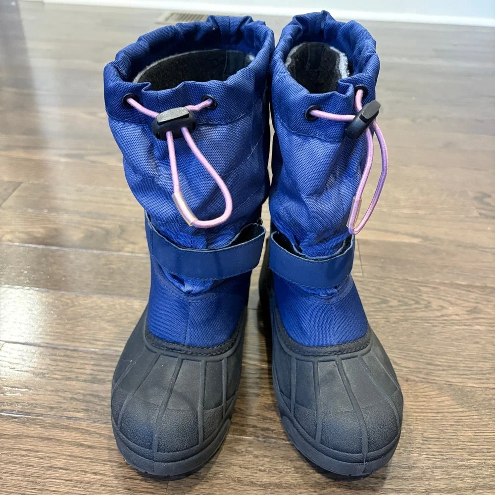 Columbia Powderbug Snow Boots Kids‎ Youth Size 4 Blue Waterproof